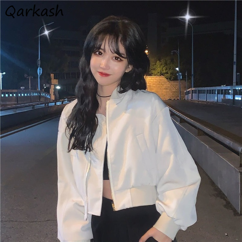 Women's Jackets Basic Jackets Women Spring Cropped Outwear Ladies Clothing Korean Style Fashion Solid Leisure All-match Streetwear Outerwear Ins 