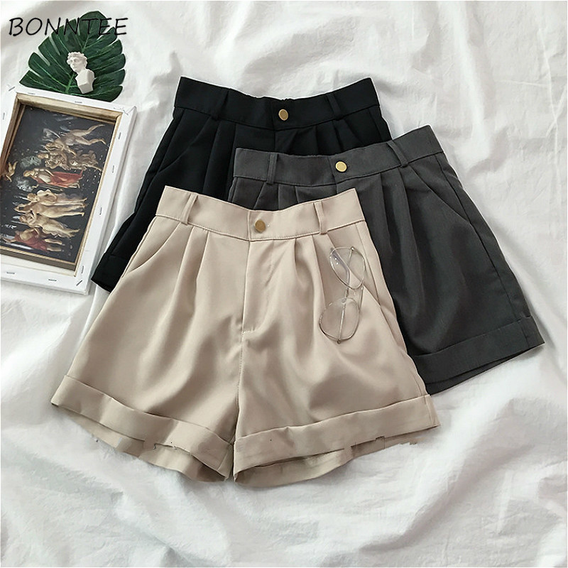 Women's Shorts High Waisted Shorts Women Simple Japanese Style Chic Casual Soft Daily Ladies Trousers Basic Loose Ins Woman Bottom All-match 2304