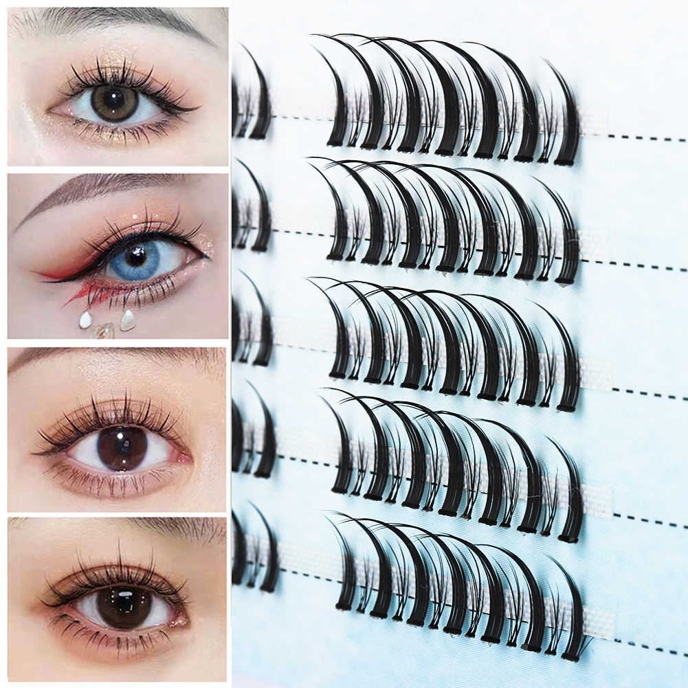 3 PCFalse Eyelashes Cluster Eyelash Extension 3D Effect Clusters Volume Lashes Natural 5 Rows Individual Lash Bundles Dovetail Diy Wendy Lashes Z0428