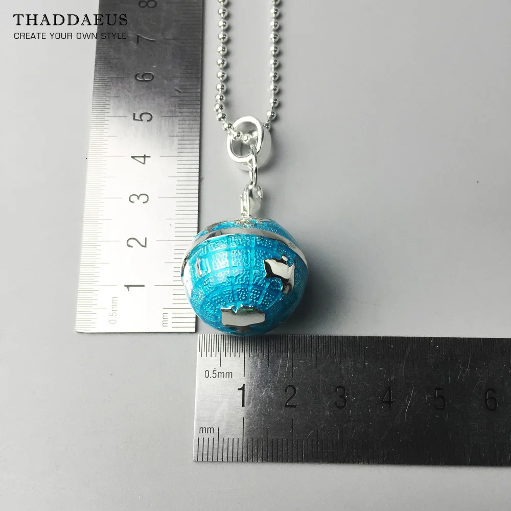 Chokers Beads Necklace Globe Pendant 925 Sterling Silver Rope Chain Fashion Jewelry Europe Bijoux Gift For Men Women 231127