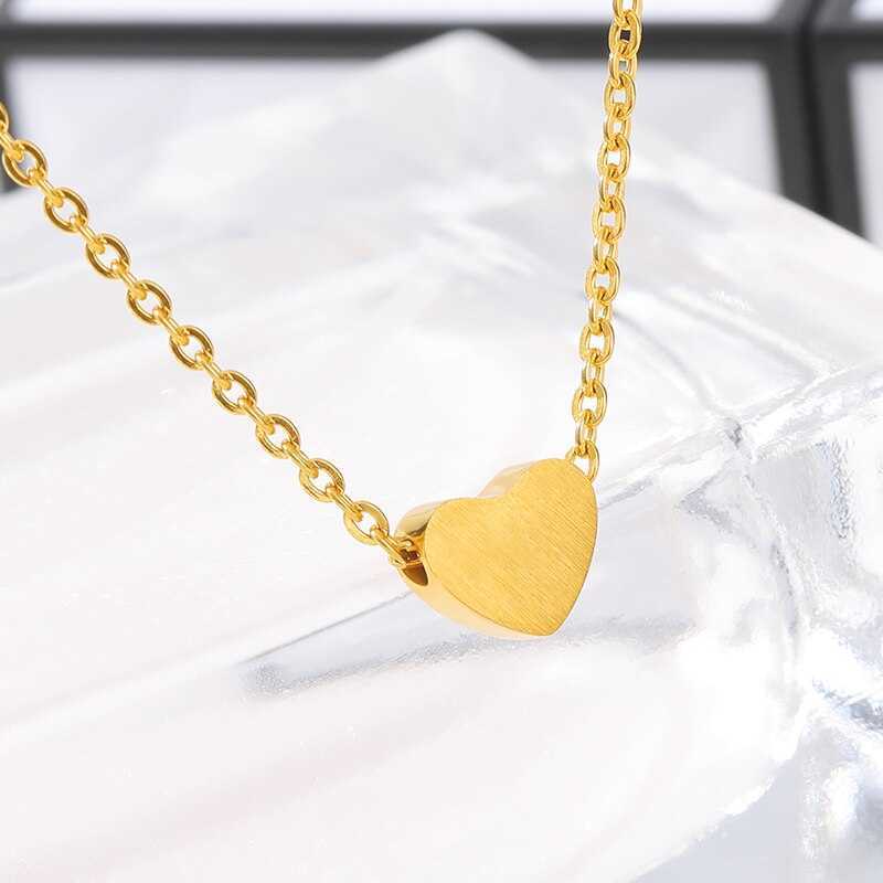 Pendant Necklaces Dome Cameras Stainless Steel Tiny Fashion Heart Necklace For Women Short Chain Heart Pendant Necklace Ethnic Party Choker Jewelry Gi