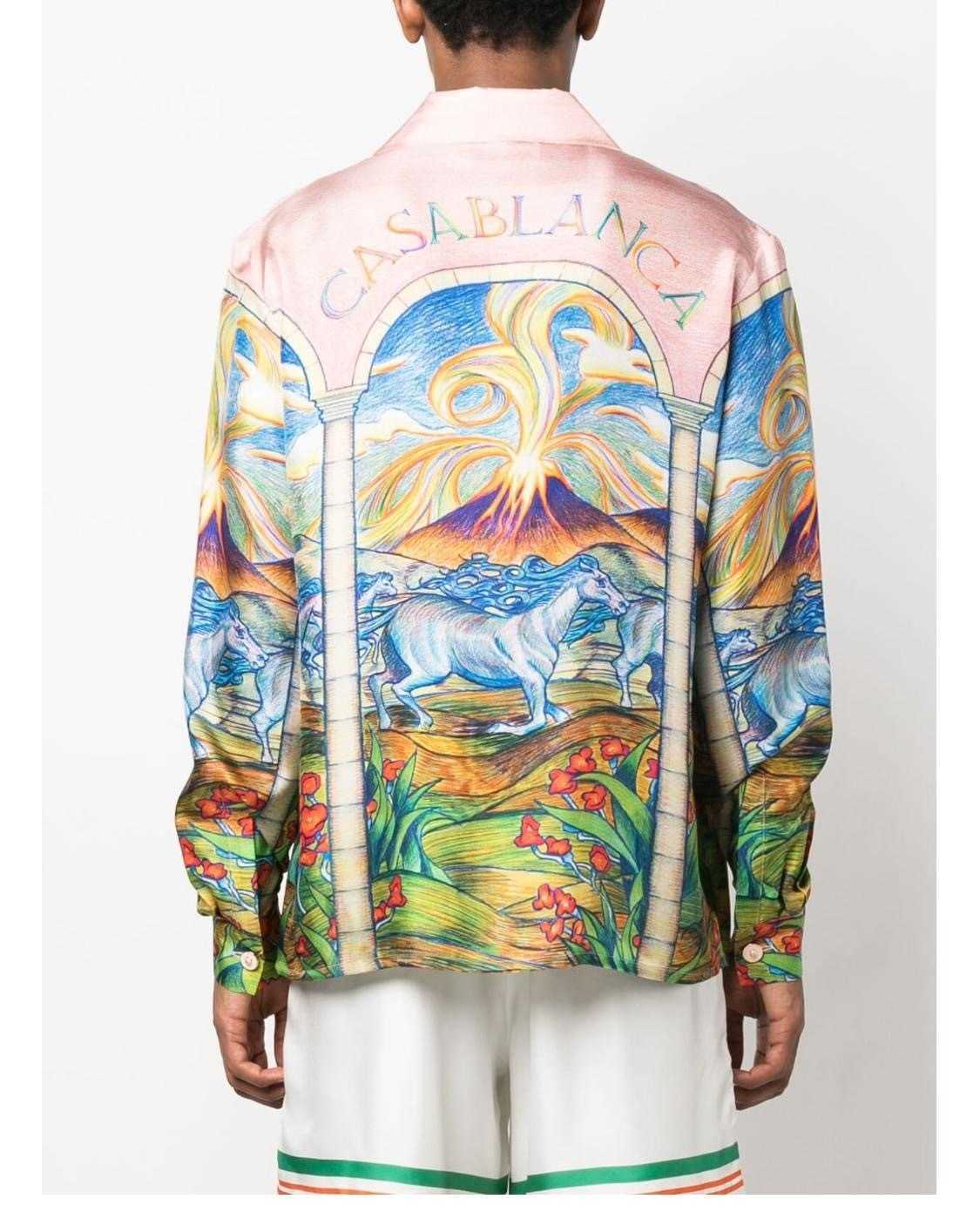 Casablanca 23ss Junma Mountain Designer Shirts White Twill Silk Short Sleeve Shirt Fashion Casual Polos Summer Beach Casablanc, White2
Casablanca 23ss Junma Mountain Designer Shirts White Twill Silk Short Sleeve Shirt Fashion Casual Polos Summer Beach Casablanc, White2