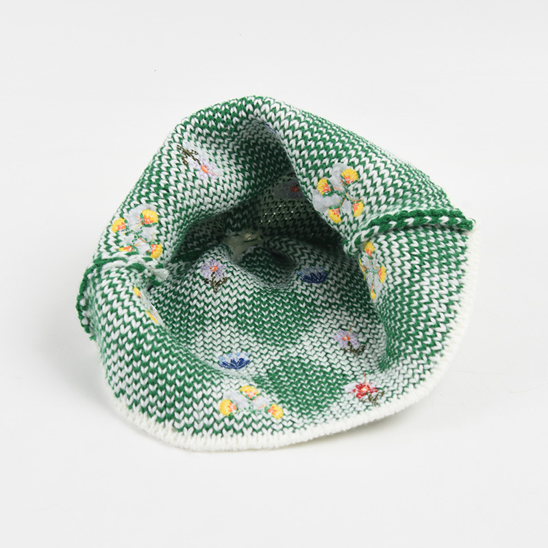 Stingy Brim Hats Hand Woven Crochet Flower Bucket Autumn Cotton Yarn Soft Fisherman Lady Plaid Color Matching Beach 230427