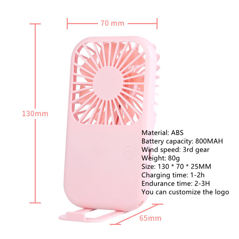 USB Mini Fan Portable Pocket Fan Cartoon Handheld Desktop Rechargeable Standing Fan Three Gear Wind Speed Regulation