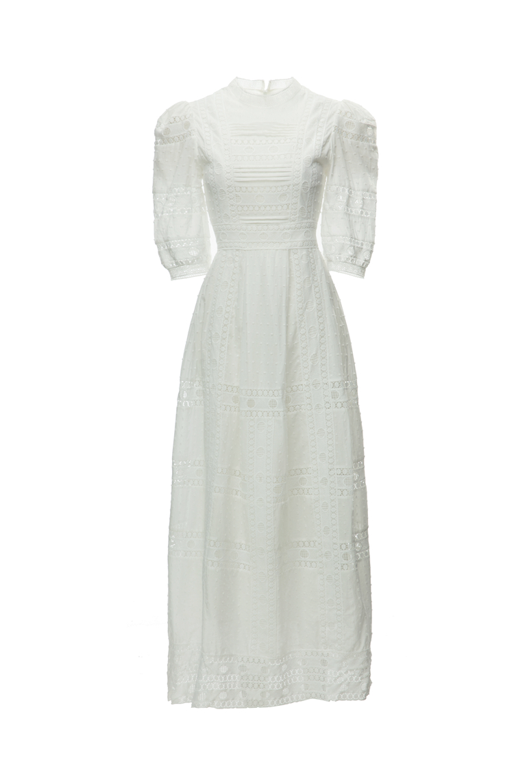 Women's Runway Dresses O Neck Short Sleeves Embroidery Lace High Street Casual Pencil Vestidos