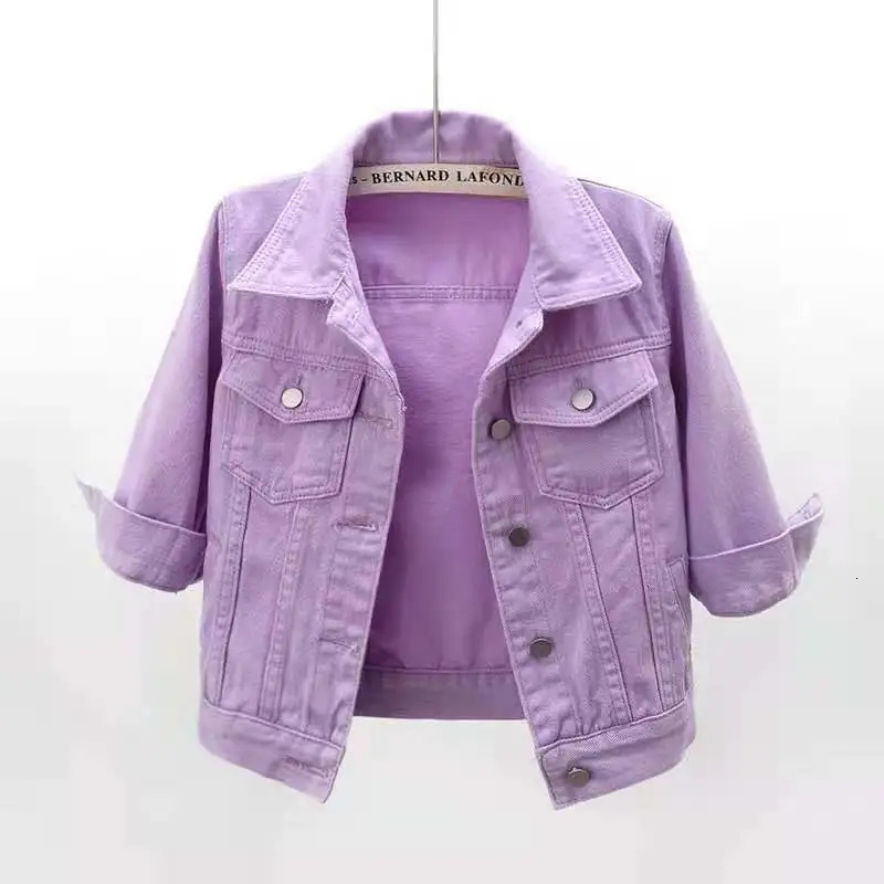 Women's Jackets Summer Women Denim Jacket Candy Color Casual Short Denim Coat Famale Jeans Jackets Outerwear 230428