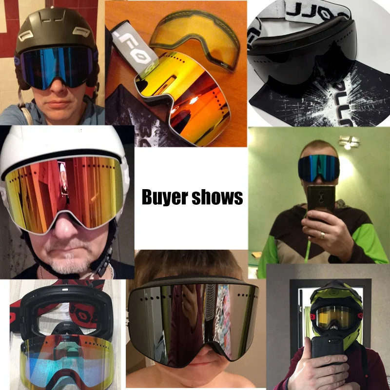 Ski Goggles Magnetic Antifog UV400 Double Layers Lens Snowboarding Skiing for Men Women Glasses Eyewear Graced lens 231127
