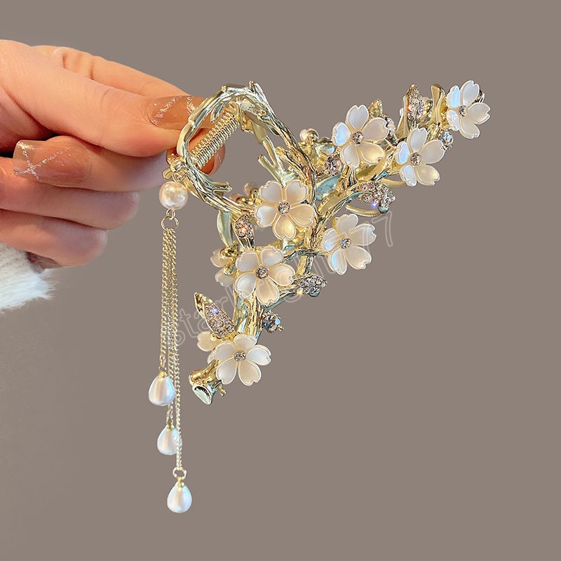Pearl Flower Tassel Hair Claw Cute Sweet Hairpin Girl Fashion Hair Clip Headdress Party Women Hair Accessories Gift
