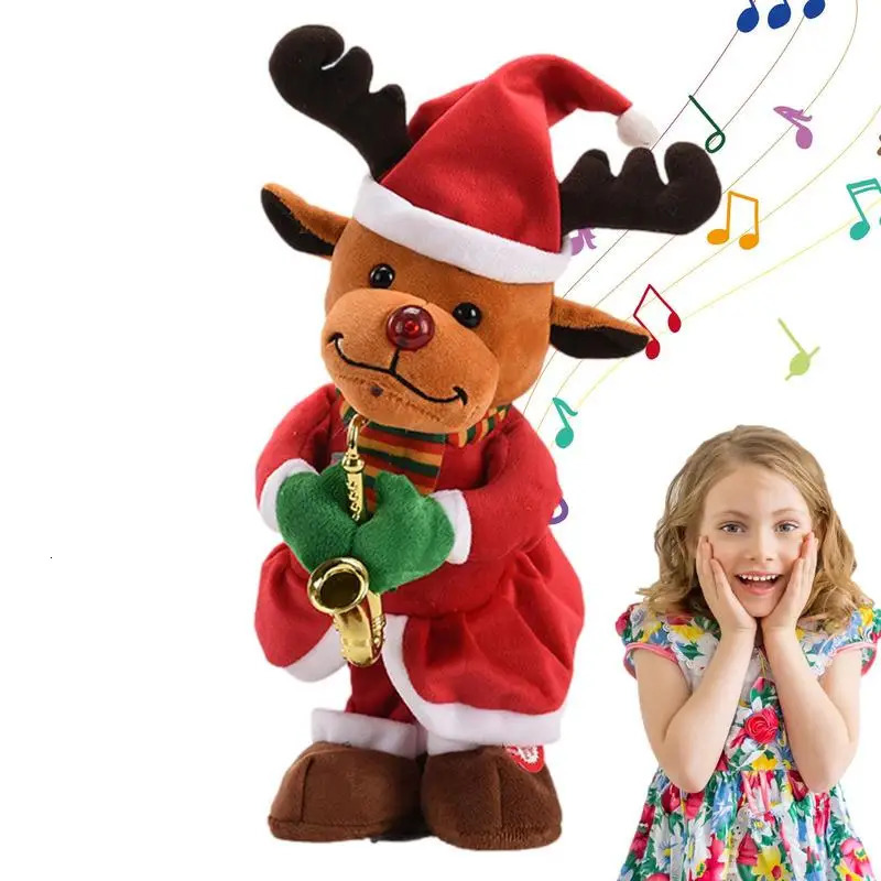 Christmas Decorations Christmas Decorations Dancing Santa Claus Snowman Elk Plush Doll with Music For Year Christmas Festival Party Home Decor 231127