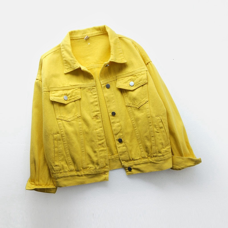 Women's Jackets Women's Plus Size Denim Jacket Spring Autumn Short Coat Pink Jean Jackets Casual Tops Purple Yellow White Loose Outerwear 23