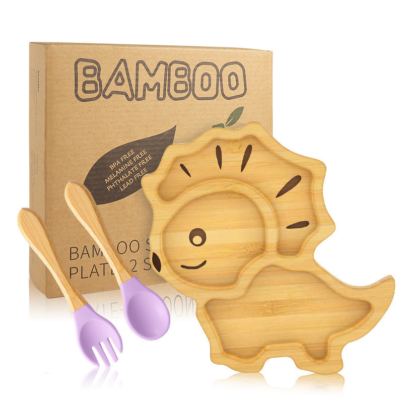 Cups Dishes Utensils Baby Stuff Bamboo Tableware Cup Bowl Plate/Tray Bibs Spoon Fork Sets Children Non-slip Feeding Free Dinnerware Dinner 230428