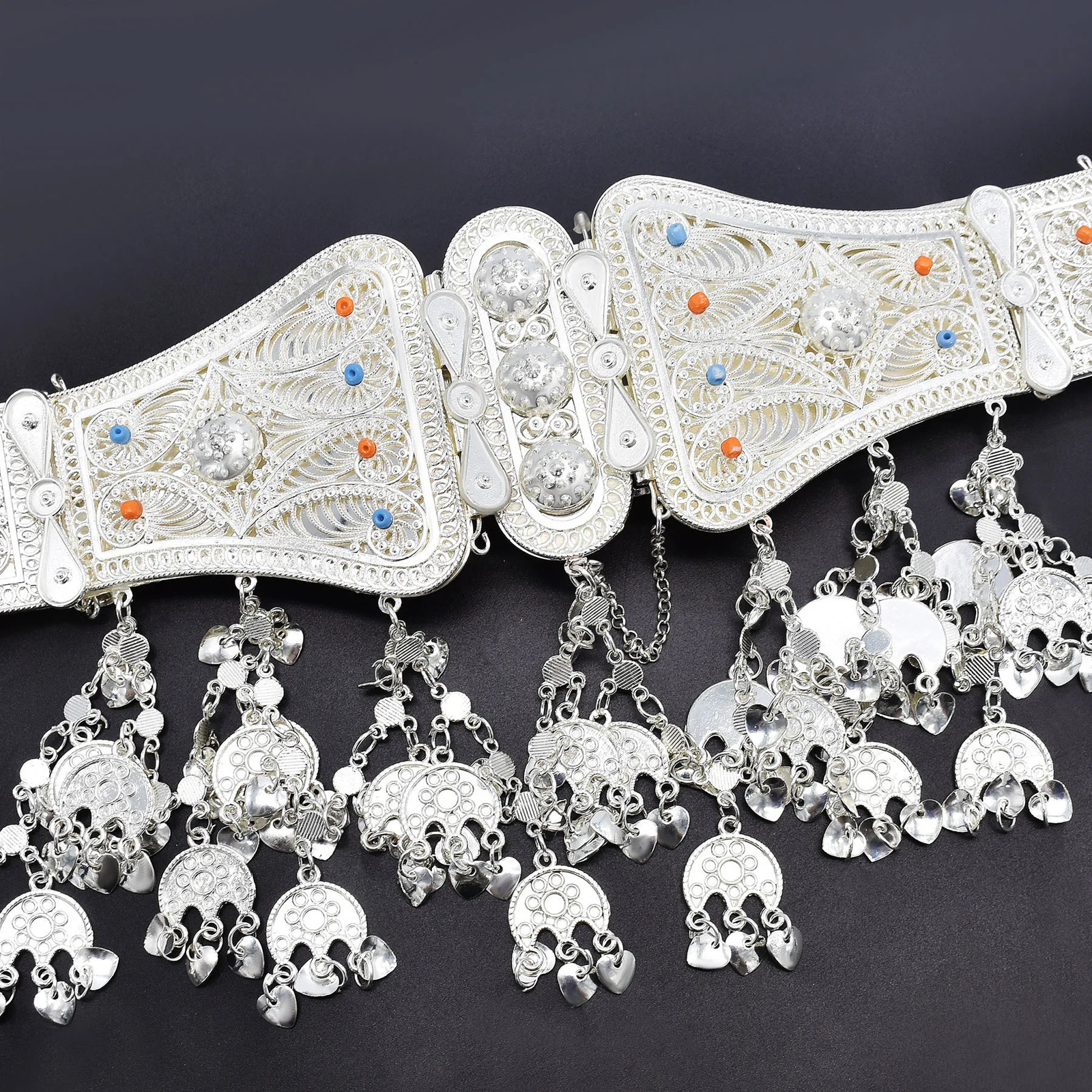 Other Fashion Accessories Afghan Oxidized Silver Color Metal Belly Chains for Women Female Big Wide Heavy Dance Dress Belt Waist Chain Party Jewelry G