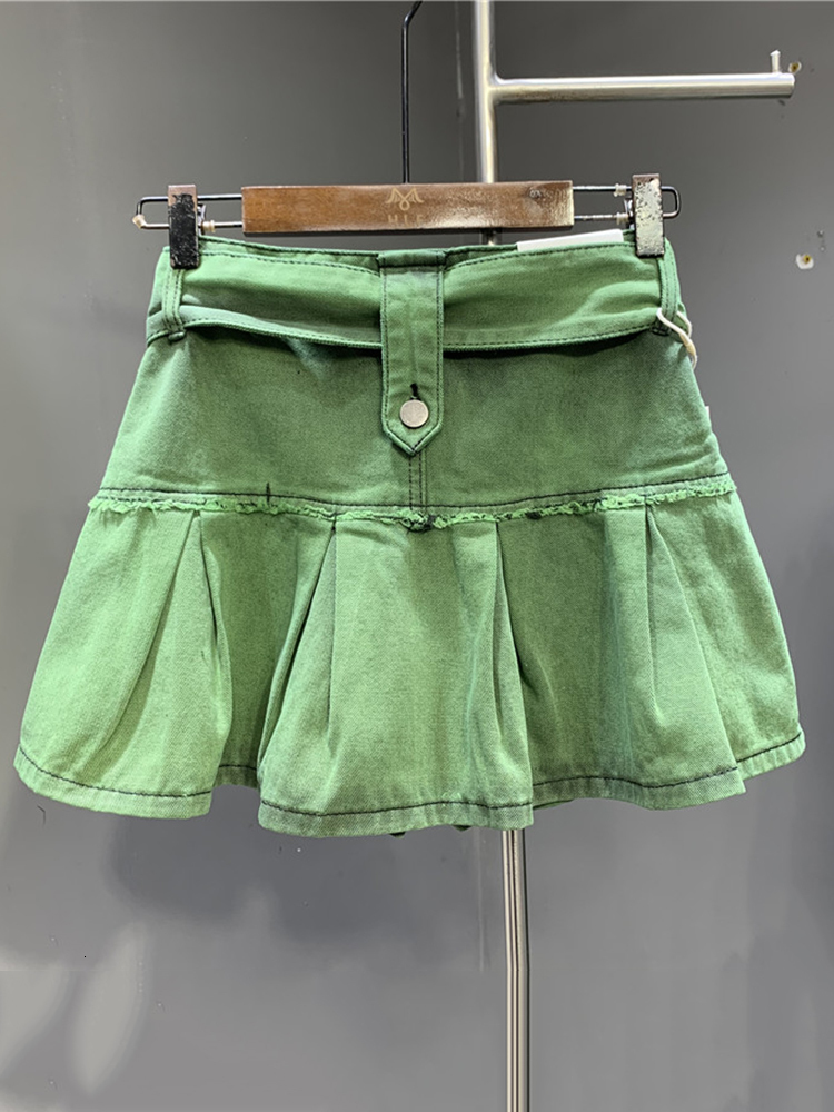 Skirts DEAT Fashion Patchwork Pleated Denim Skirt For Women's High-waist Casual Loose A-line Skirts Female Spring 11XX01134 230428