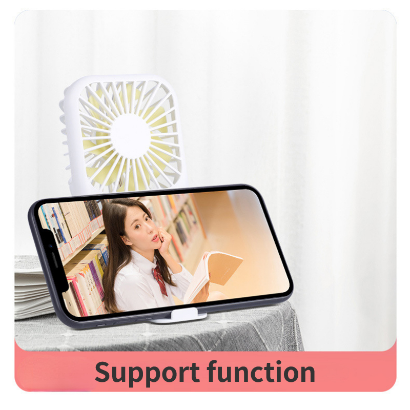 USB Mini Fan Portable Pocket Fan Cartoon Handheld Desktop Rechargeable Standing Fan Three Gear Wind Speed Regulation