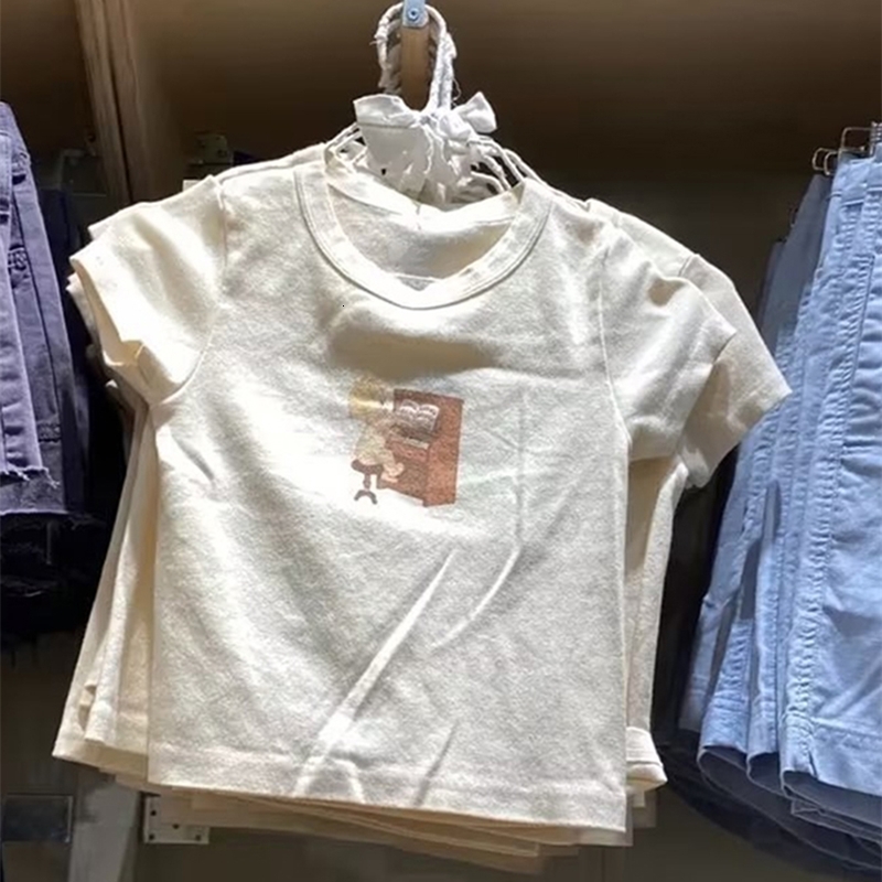 Women's T Shirt Atasan Crop Wanita Gambar Malaikat Cantik Manis Musim Panas T shirt Ramping Lengan Pendek Lucu Harajuku Streetwear Kasual Chic Y2