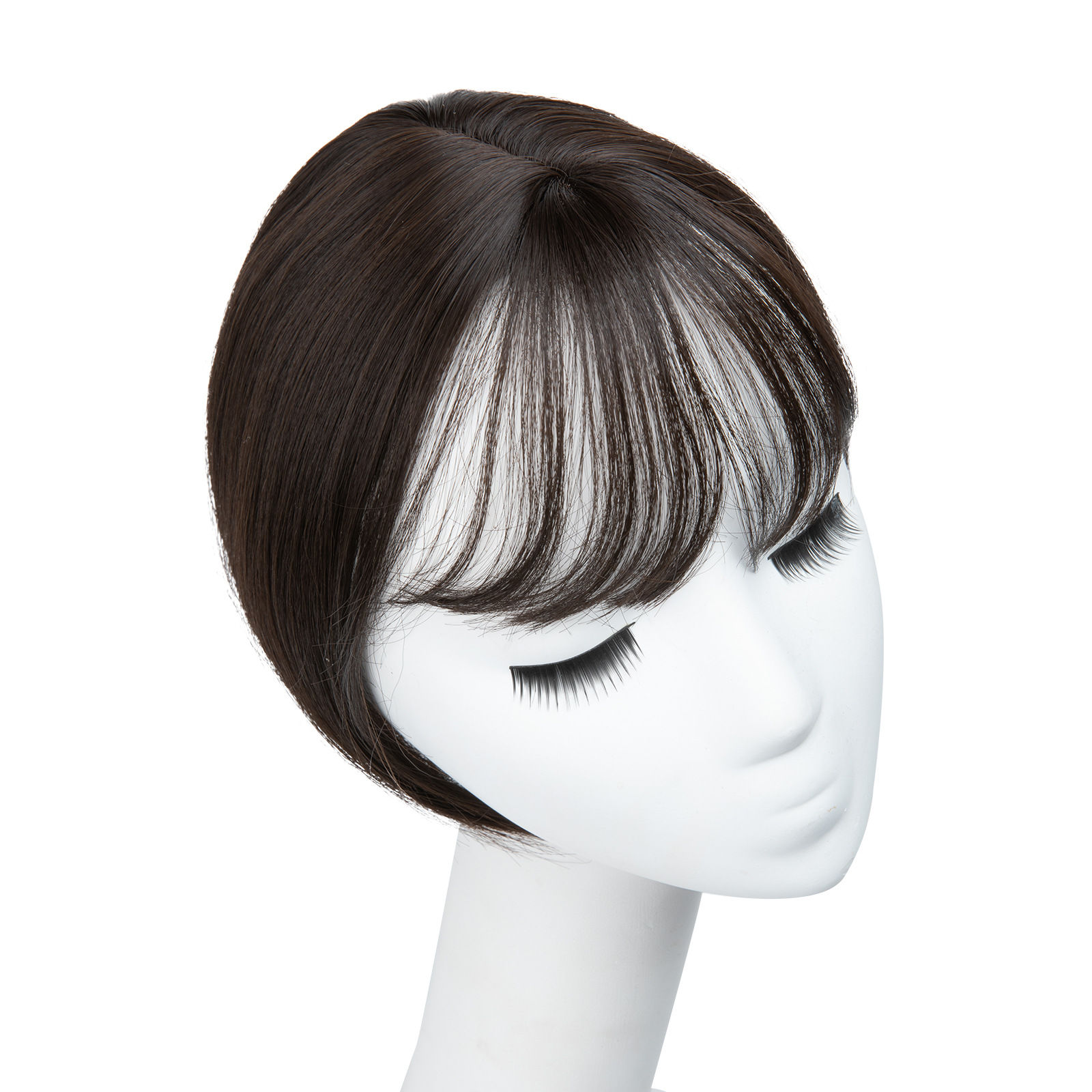 Air Bangs Synthetic Clip in Hair Topper With Bangs 10 inch Straight Bangs Overhead Natural Invisible Replacement Cover White Hair Piece