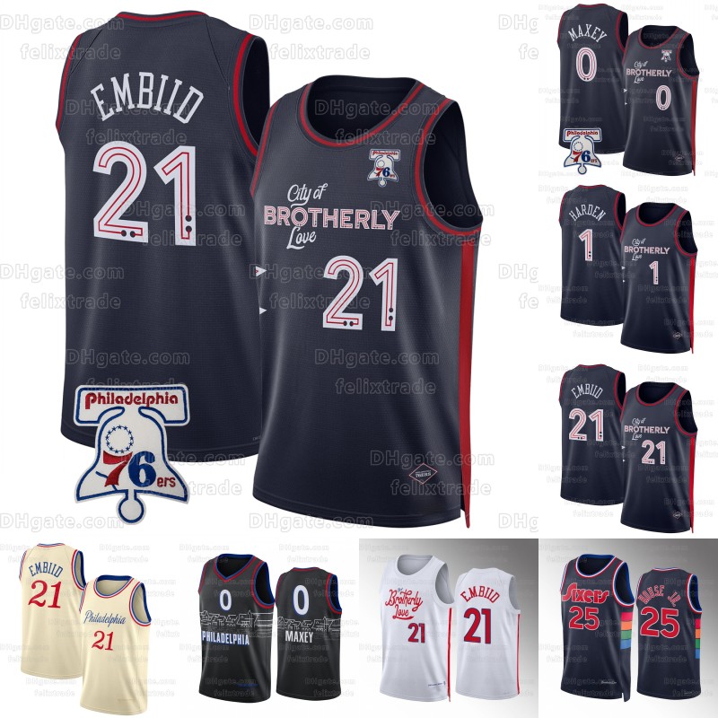 Tyrese Maxey Joel Embiid 2023-24 City Edition Basketball Jersey Joel Philadelphias James 1 Harden 76ers Tobias Harris Jalen McDaniels De'Anthony Melton Thybulle