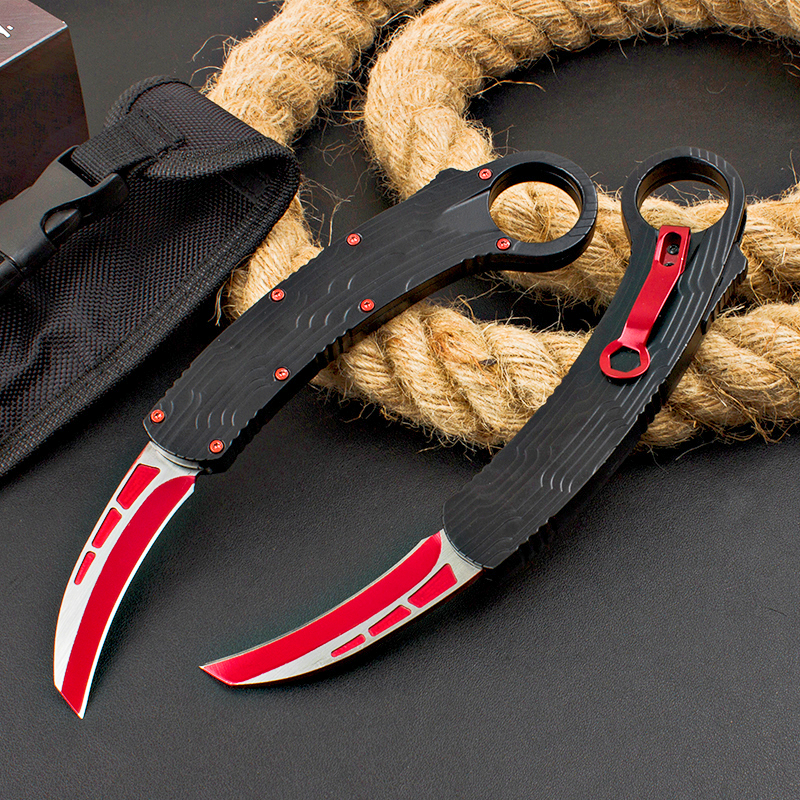 Hot H9518 Automatic Tactical Karambit Knife 440C Satin/Titanium Coating Blade Zn-al Alloy Handle Claw Knives with Nylon Bag
Hot H9518 Automatic Tactical Karambit Knife 440C Satin/Titanium Coating Blade Zn-al Alloy Handle Claw Knives with Nylon Bag