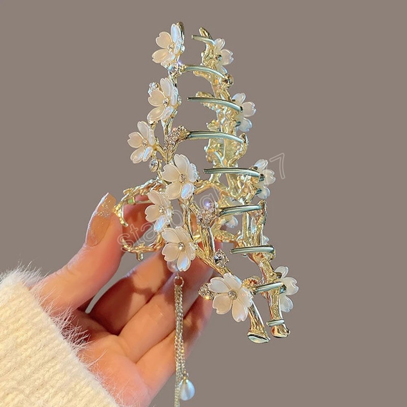 Pearl Flower Tassel Hair Claw Cute Sweet Hairpin Girl Fashion Hair Clip Headdress Party Women Hair Accessories Gift