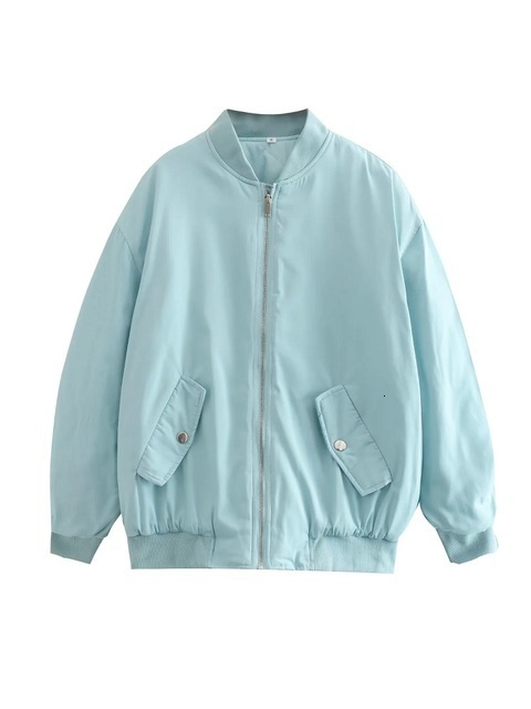 Women's Jackets SLMD Autumn Fashion Women Oversized Bomber Jackets Female Zippers Pockets Stand Collar Padded Coats Chic Outerwear 230428