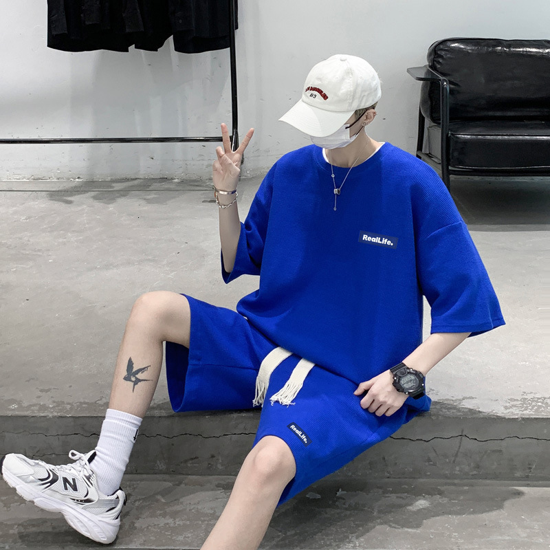 Mens Tracksuits Streetwear Men 2 Piece Shorts Sets Summer Casual Loose Fit Outfits Men Clothing Korean Fashion Oversized Sportswear Clothes 230428