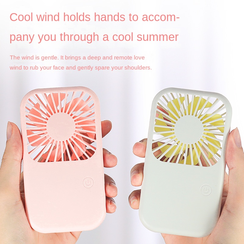 USB Mini Fan Portable Pocket Fan Cartoon Handheld Desktop Rechargeable Standing Fan Three Gear Wind Speed Regulation