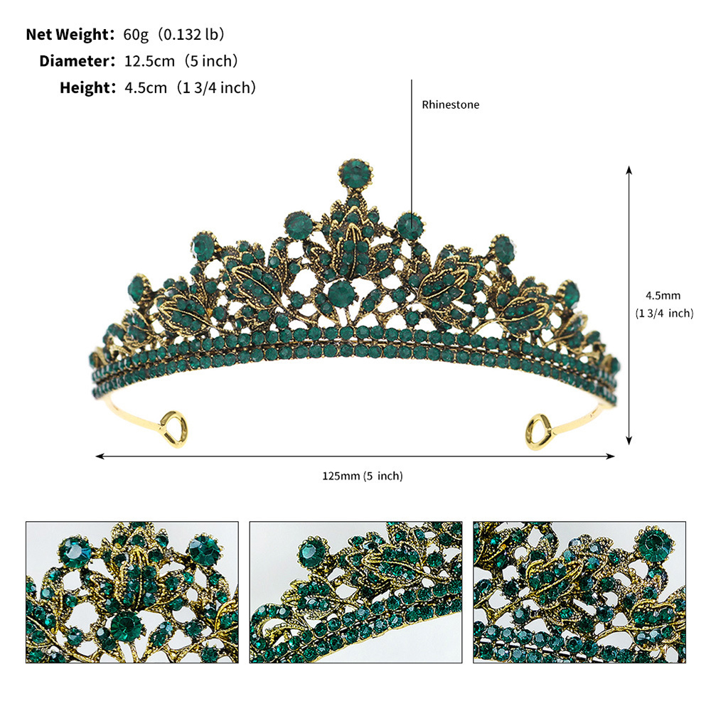 TS-0177-D New Wedding Headwear Vintage Hollow Out Leaf Set with Green Diamond Crown Princess Birthday Accessories Green Alloy Diamond Bridal Crown
TS-0177-D New Wedding Headwear Vintage Hollow Out Leaf Set with Green Diamond Crown Princess Birthday Accessories Green Alloy Diamond Bridal Crown