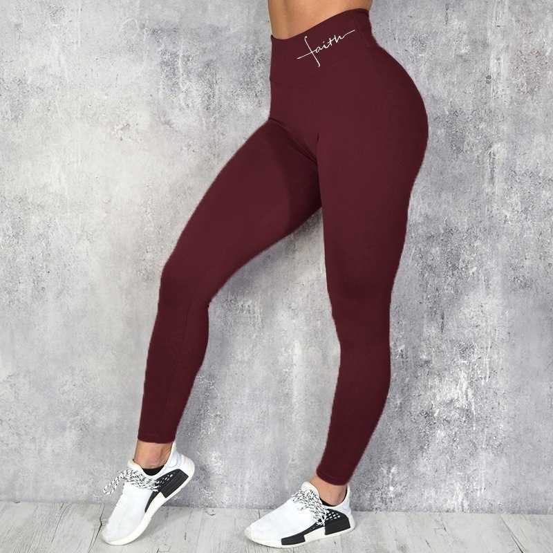 Yoga Outfit Solid Seamless Leggings Women Exercise Pants Lift Hip Waist Letter Female T230428