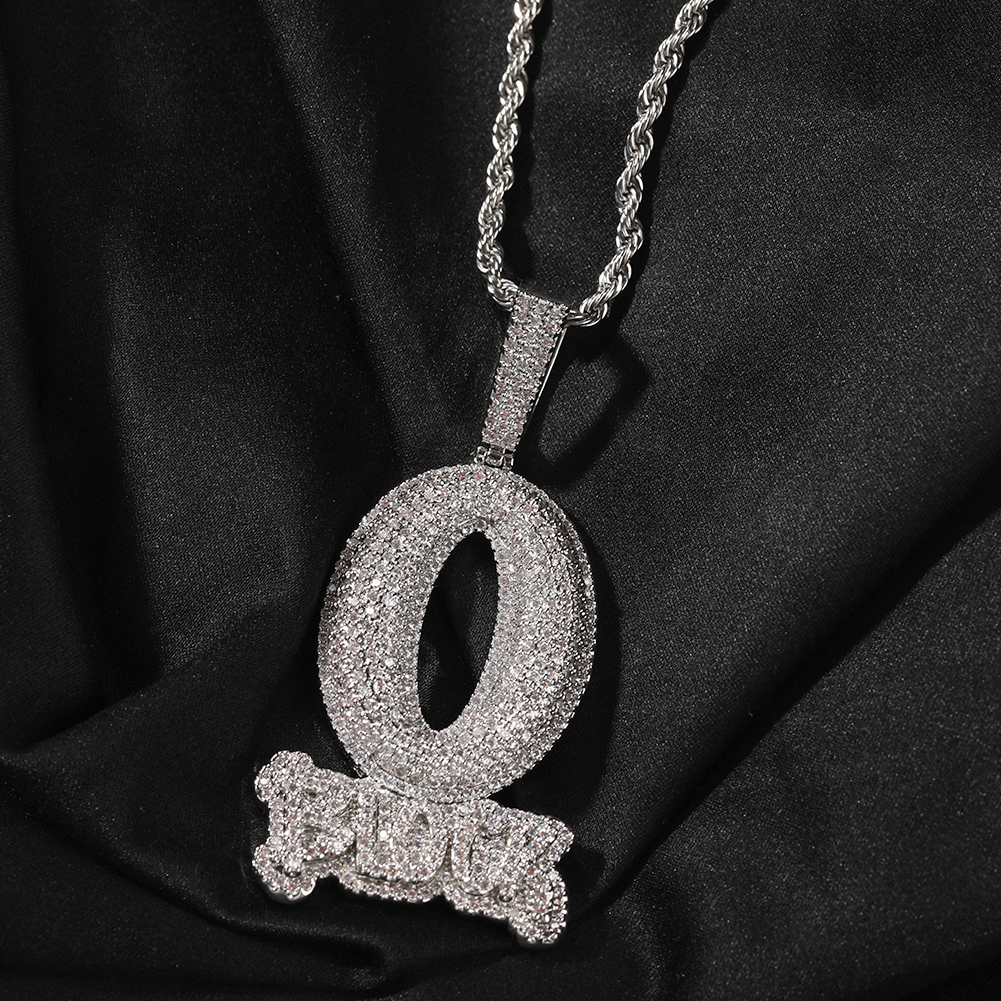 Hip Hop TopBling Art Letter O BLOCK Pendant Necklace TopBling Full 5A Zircon Jewelry Cool Men Gift