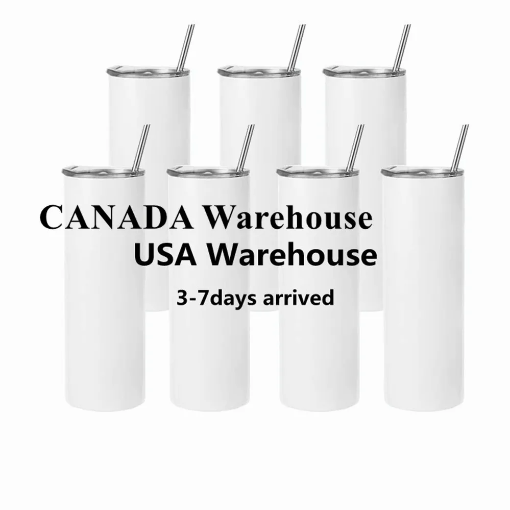 

USA /CA Local Warehouse 20oz sublimation straight tumblers blanks white 304 Stainless Steel Vacuum Insulated Tumbler Slim DIY 20 oz Cups Car Coffee Mugs