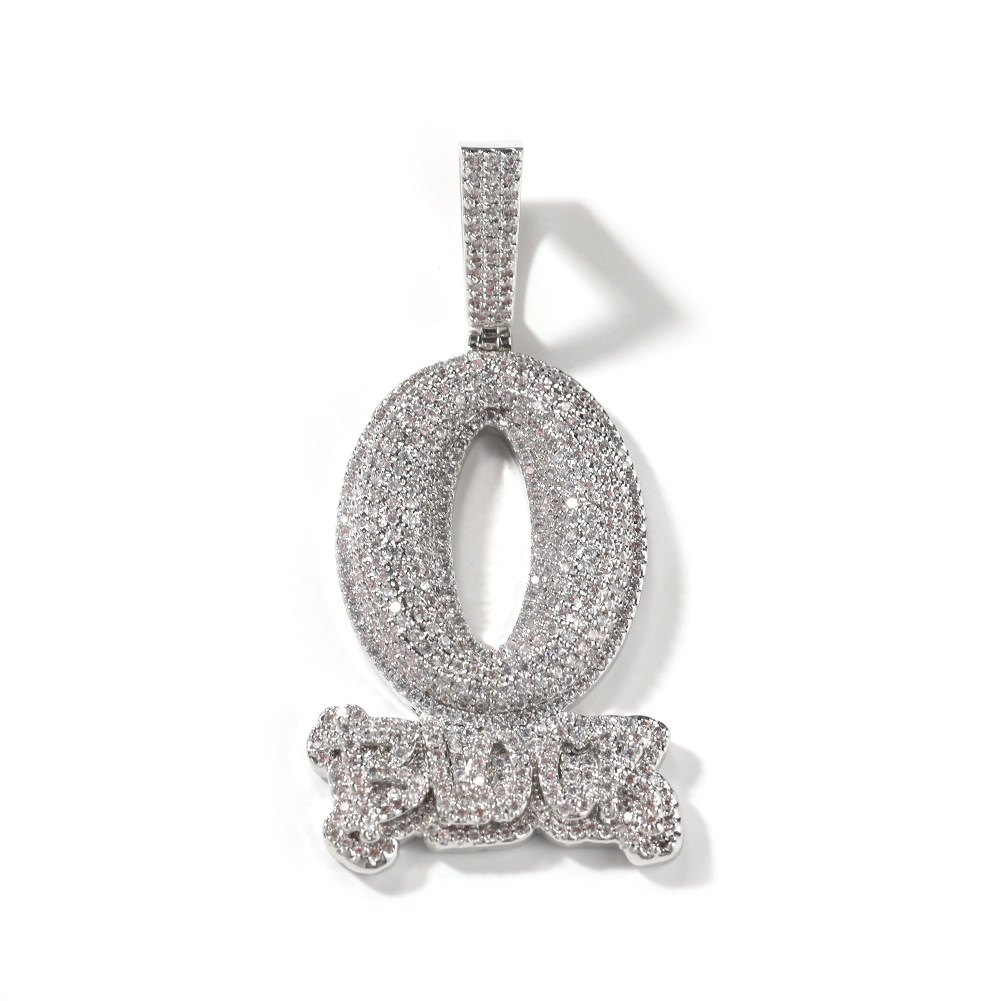 Hip Hop TopBling Art Letter O BLOCK Pendant Necklace TopBling Full 5A Zircon Jewelry Cool Men Gift