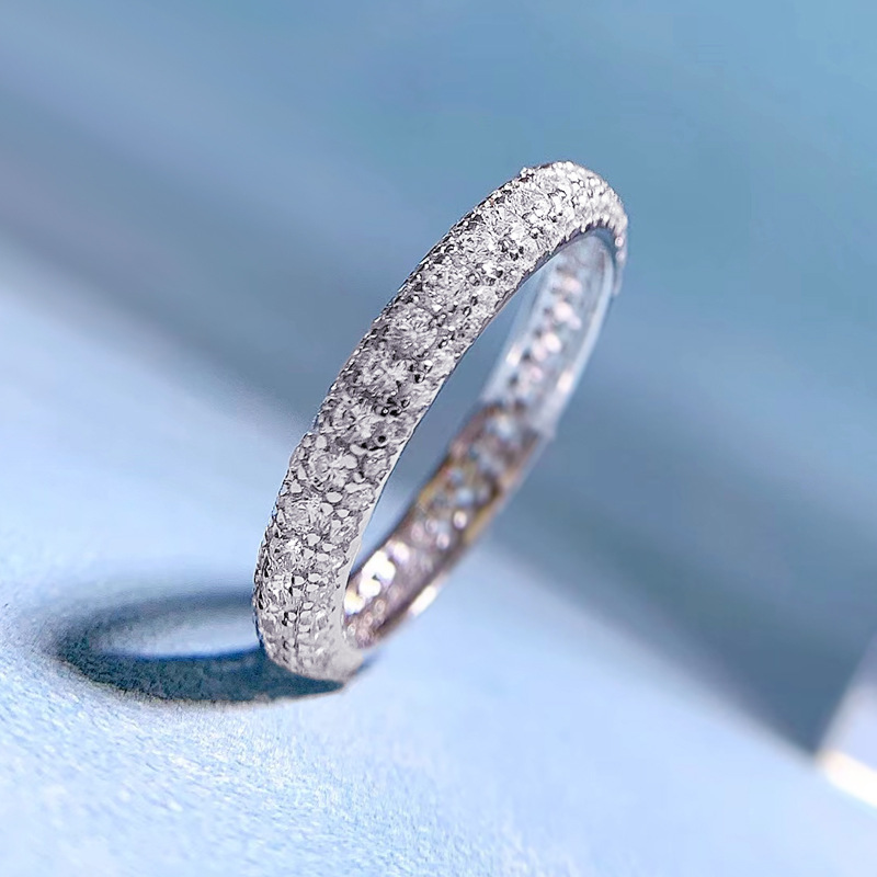 2023 Choucong Wedding Rings Simple Fine Jewelry Pure 100% Sterling Sier Pave White Moissanite Dia Gemstones Eternity Women Engagement Band Ring Gift