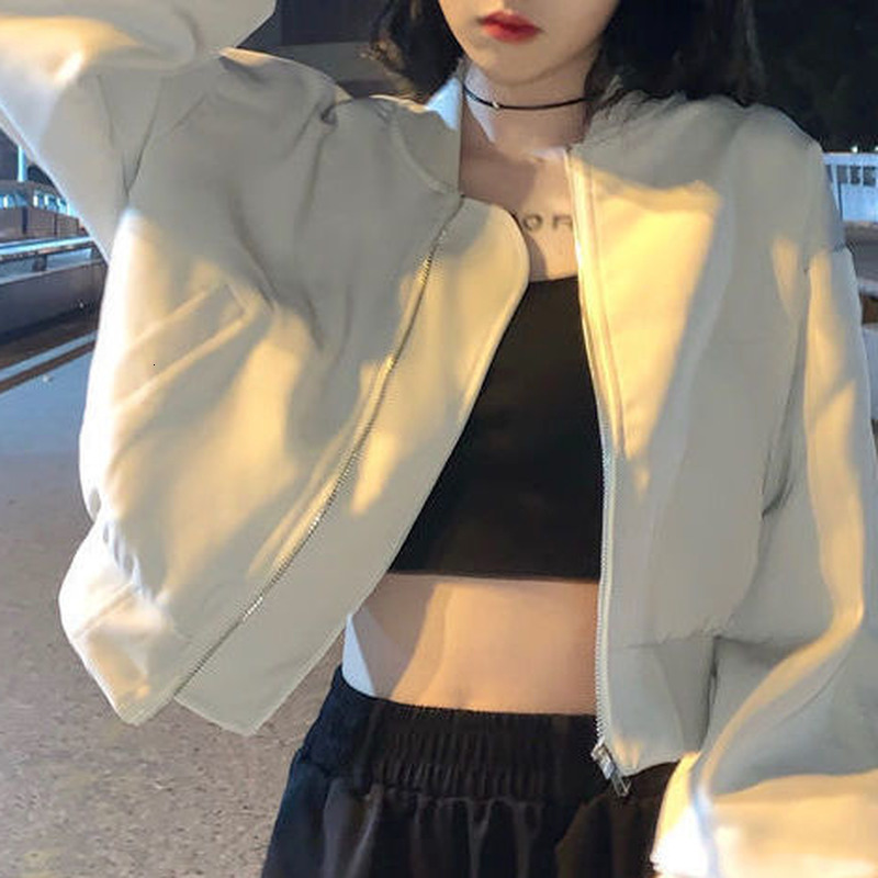 Women's Jackets Basic Jackets Women Spring Cropped Outwear Ladies Clothing Korean Style Fashion Solid Leisure All-match Streetwear Outerwear Ins 
