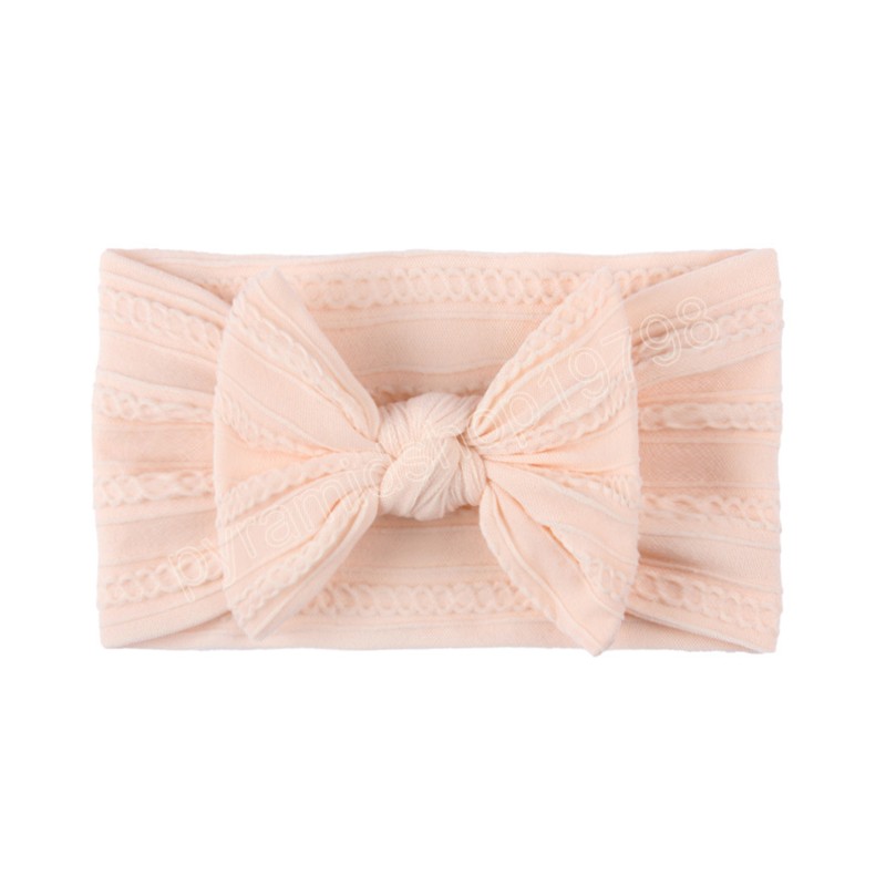 Toddler Solid Color Striped Bowknot Elastic Wide Headband Cute Handmade Knotted Baby Girls Hairband Kids Accessories