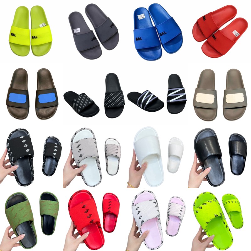 Fashion summer slippers couple&#039;s style sliders paris slides sandals slippers for men women designer unisex beach flip flop open toe rubber bottom swimming pool shoes