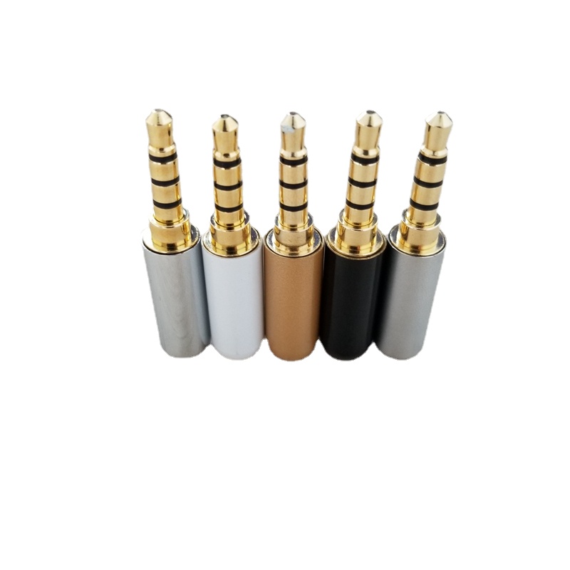 10pcs/lot 4 Pole 3.5mm Plug Male Headphone Jack 3.5 mm Audio Connector For 4mm Cable Adapter
