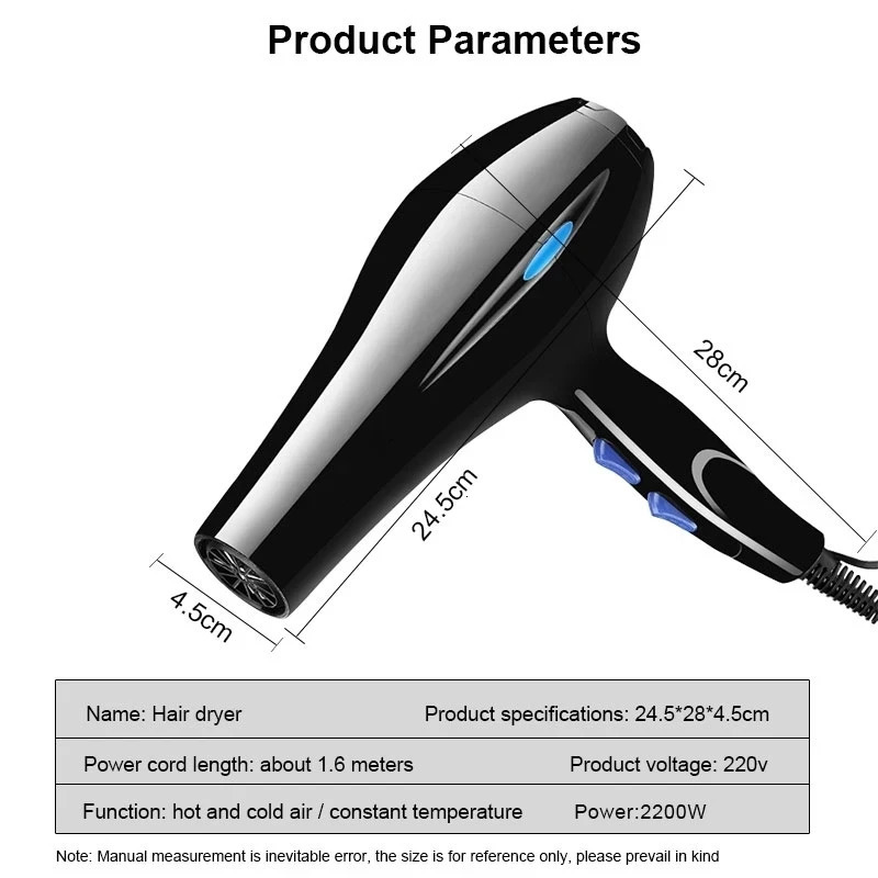 Hair Dryers Hair Dryer 2200W Professional Powerful Hair Dryer Fast Heating And Cold Adjustment Ionic Air Blow Dryer with Air Collecting 231128