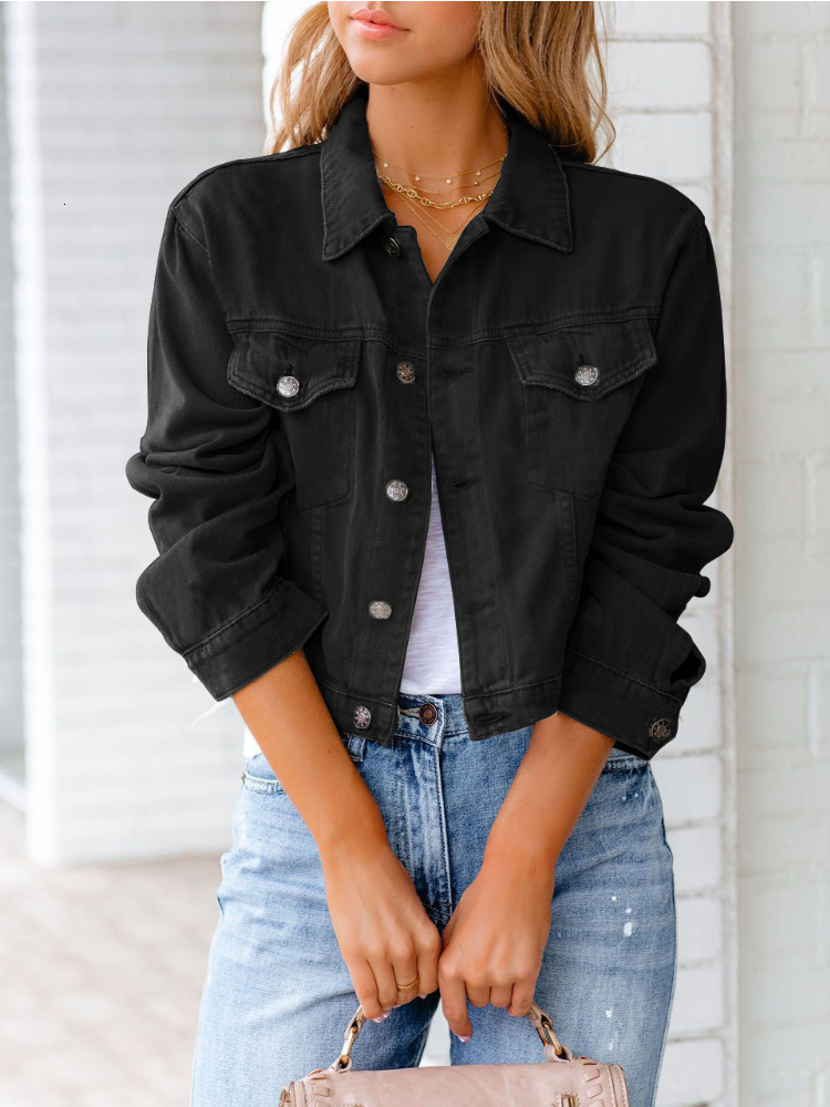 Women's Jackets Women's Denim Jacket Long Sleeve Loose Streetwear Blue Jacket Autumn Fashion Casual Office Lady Korean Ladies Coat Oversize 