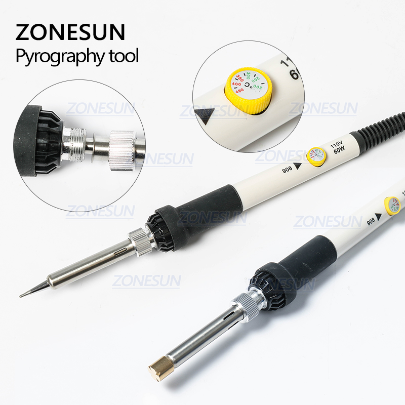 ZONESUN Hot Foil Stamping Soldering Iron Carving Pyrography Tool Wood Bronzing Embossing Burning Soldering Pen Set Welding Tips Kit