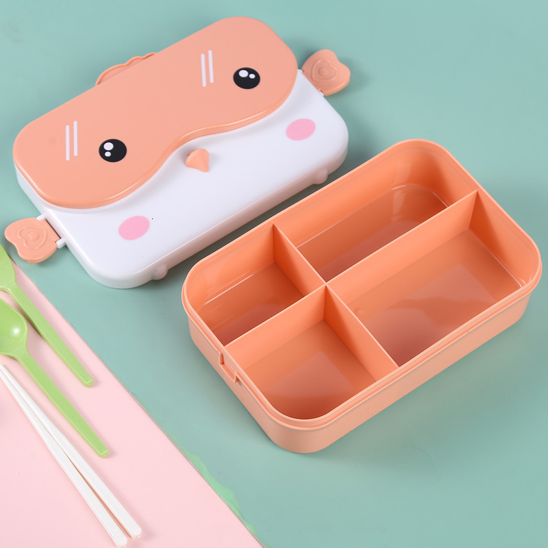 Cups Dishes Utensils School Kids Bento Lunch Box Rectangular Leakproof Plastic Anime Portable Microwave Food Container Lonchera School Child Lunchbox 