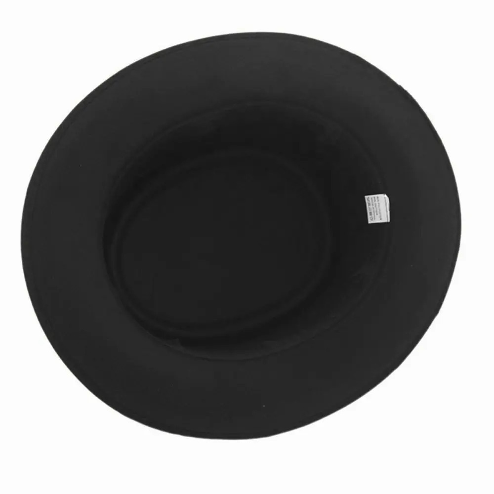 Wide Brim Hats Bucket Hats Fashion Men Pork Pie Hat Dad Wool Flat Fedora Hat Gentleman Gambler Panama Trilby Hat With Fashion Feather Size 58CM 231127