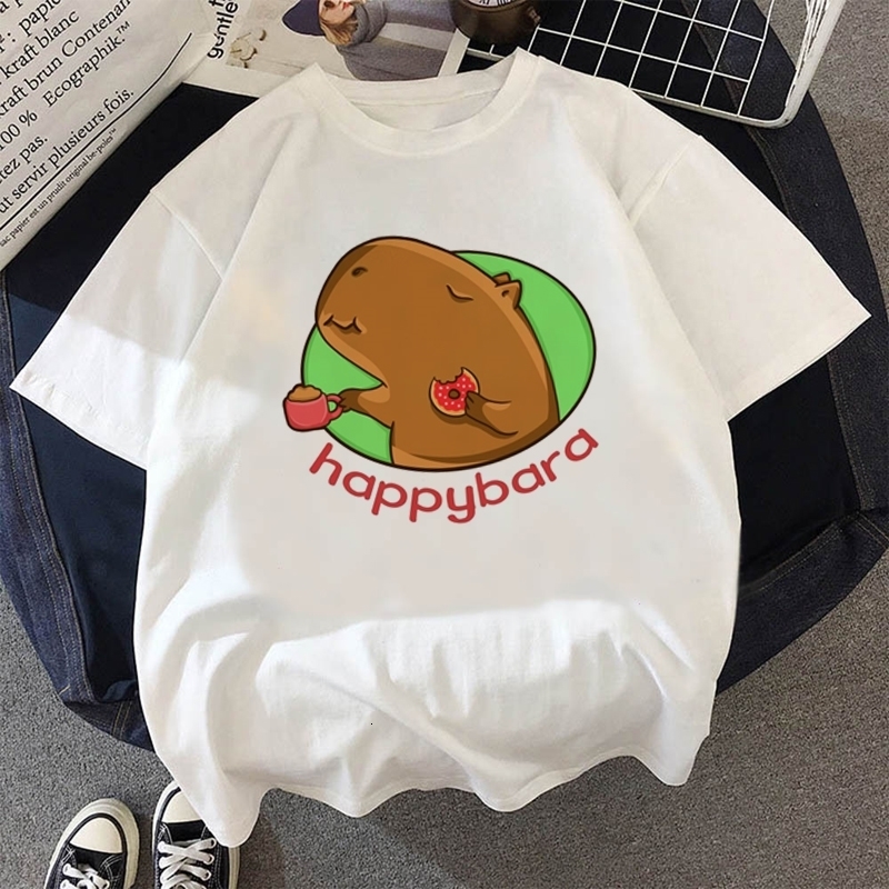 Women's T Shirt Kaus Pakaian Capybara Lucu Wanita Atasan Anime Kasual 2023 Grafis Manga 230427
