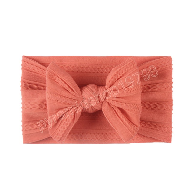 Toddler Solid Color Striped Bowknot Elastic Wide Headband Cute Handmade Knotted Baby Girls Hairband Kids Accessories