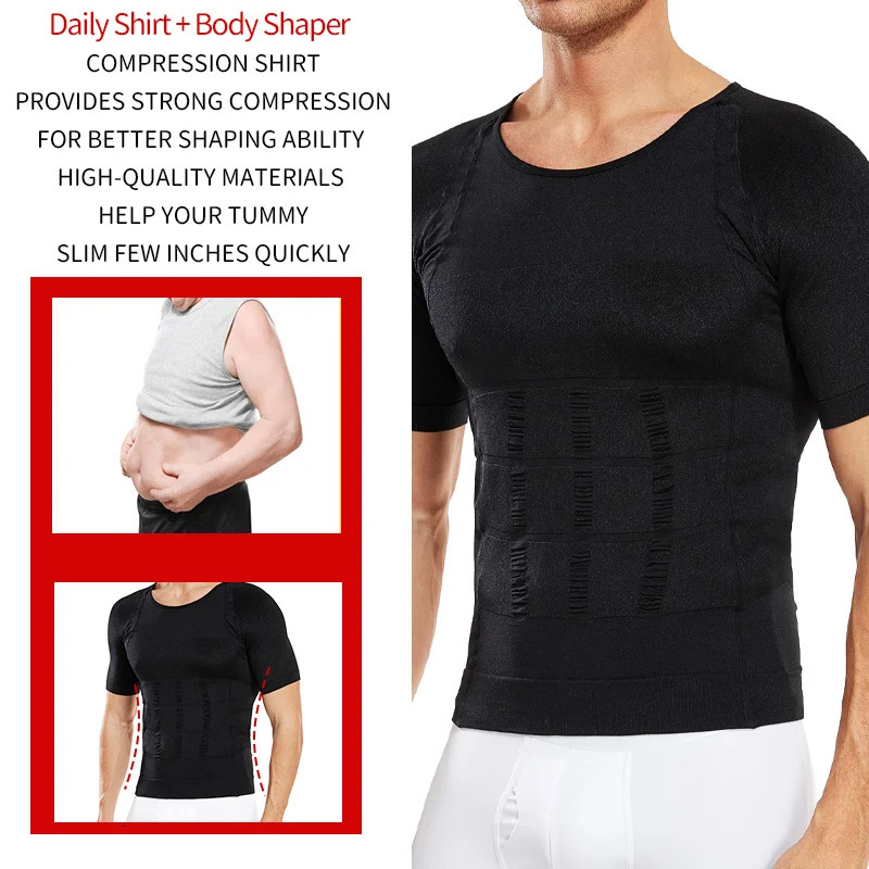 Waist Tummy Shaper Men Slimming Body Shaper Compression Shirt Gynecomastia Slim Shapewear Belly Shapers Tummy Reducing Tops Waist Trainer Shapewear 23
