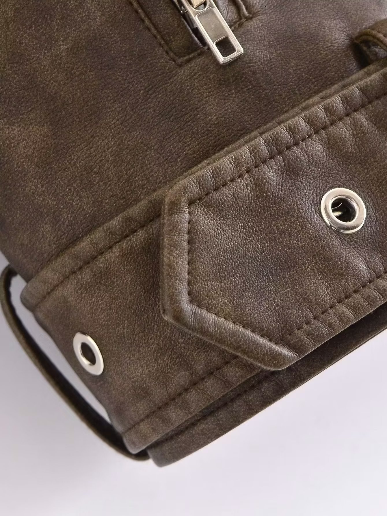 Women's Jackets Women's autumn and winter fashion chic washed gradient leather jacket retro lapel long sleeve solid color short coat 230428