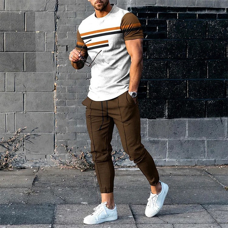 Men's Tracksuits Summer Sportwear Suit Short Sleeve T Shirt Long Pants Men 2 Piece Sets Men Tracksuit 3D Printed Casual Street Oversized Clothes 