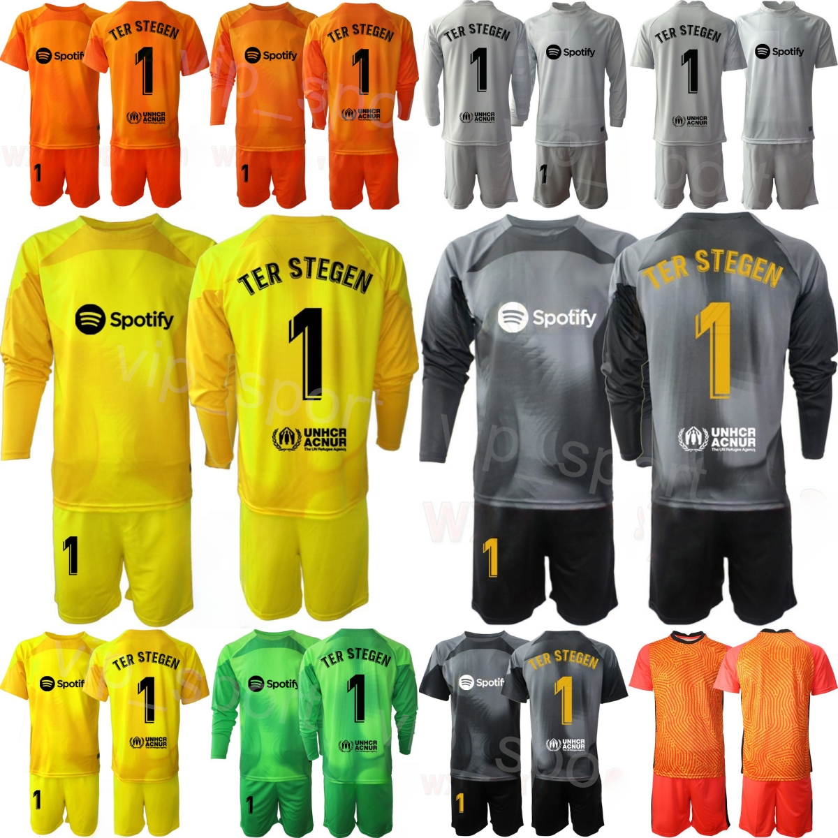 Club Team 22/23 Man Soccer GK Victor Valdes Jersey Set Goalkeeper Long Sleeve 1 Marc-Andre Ter Stegen 13 Inaki Pena 26 Ander Astralaga Ramallets Football Shirt BaSai