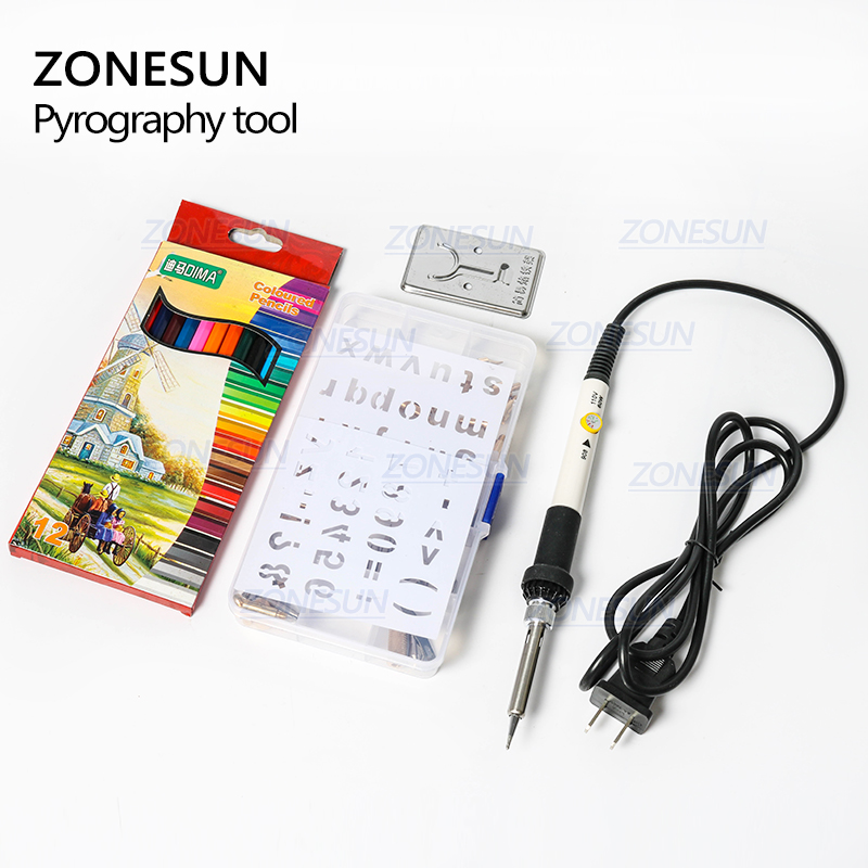 ZONESUN Hot Foil Stamping Soldering Iron Carving Pyrography Tool Wood Bronzing Embossing Burning Soldering Pen Set Welding Tips Kit