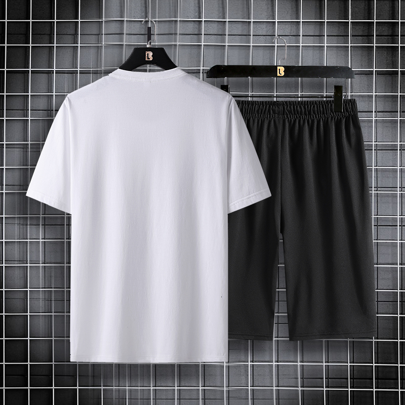Men's Tracksuits Summer Tracksuit Men T-shirt and Shorts Set 100% Cotton Casual Short Sleeve Mens 2 Piece Set Sports Suit Fashion Sports Wear 230