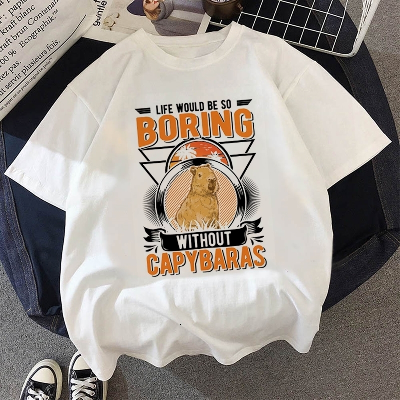 Women's T Shirt Kaus Pakaian Capybara Lucu Wanita Atasan Anime Kasual 2023 Grafis Manga 230427